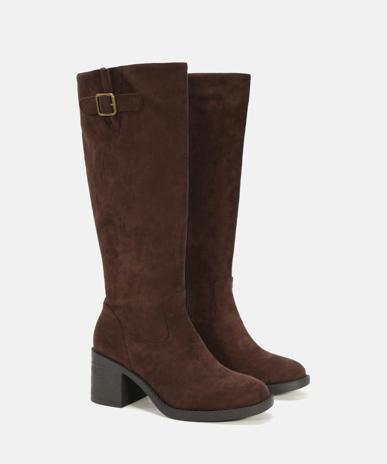 Botas altas marrones tac&oacute;n hebilla image number null